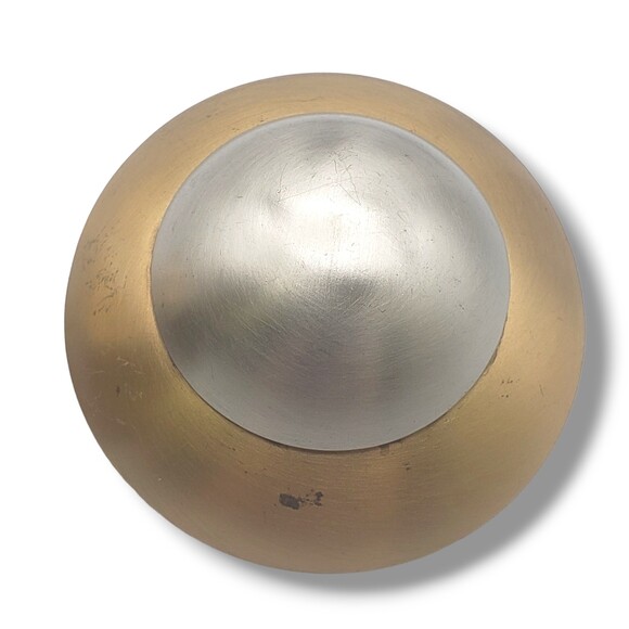 Vintage Large Matte Brushed Gold Silver Tone Domed Post Pierced Earring Modern - Picture 3 of 9